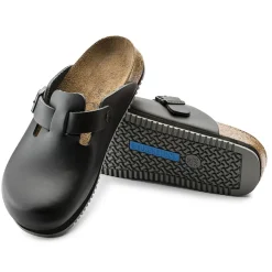 Birkenstock Boston SL Super-Grip Natural Leather in Black (60194)