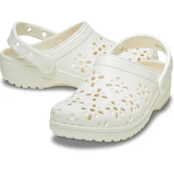 Crocs Classic Floral Cut Out Clogs (210927) - Chalk