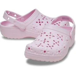 Crocs Classic Floral Cut Out Clogs (210927) - Pink Milk