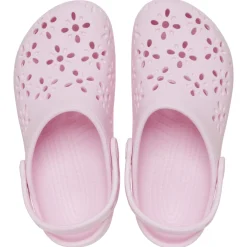 Crocs Classic Floral Cut Out Kids Clogs (210943) - Pink Milk