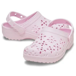 Crocs Classic Floral Cut Out Kids Clogs (210943) - Pink Milk