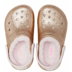 Crocs Classic Glitter Lined Kids Clog (207462) - Gold/Barely Pink