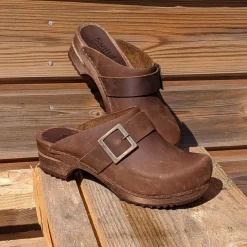 Sanita Big Buckle Danish Clogs in Antique Brown (453062)