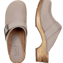 Sanita Big Buckle Danish Clogs in Olive Grey (453062)