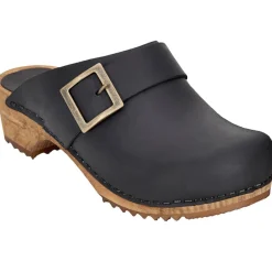 Sanita Big Buckle Danish Clogs in Black (453062)
