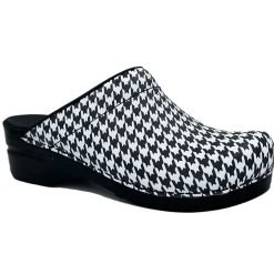 Sanita Feodora Geometric PU Clogs in Black/White (472038)