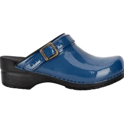 Sanita Freya Patent Flexible Clogs in Denim (457548)