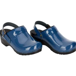 Sanita Freya Patent Flexible Clogs in Denim (457548)