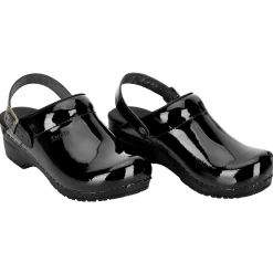Sanita Freya Patent Flexible Clogs in Black (457548)