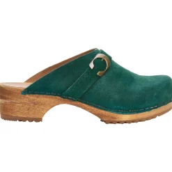 Sanita Hedi Danish Suede Clogs in Dark Green (457190)