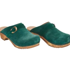 Sanita Hedi Danish Suede Clogs in Dark Green (457190)