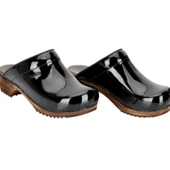 Sanita Retro Patent Danish Clogs in Black (457012)