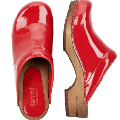 Sanita Retro Patent Danish Clogs in Red (457012)