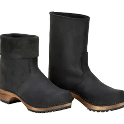 Sanita Risotto Oiled Leather Clog Boots in Black (473222)