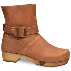 Sanita Runa Flex Flexible Wooden Clog Boots in Cognac (471217)