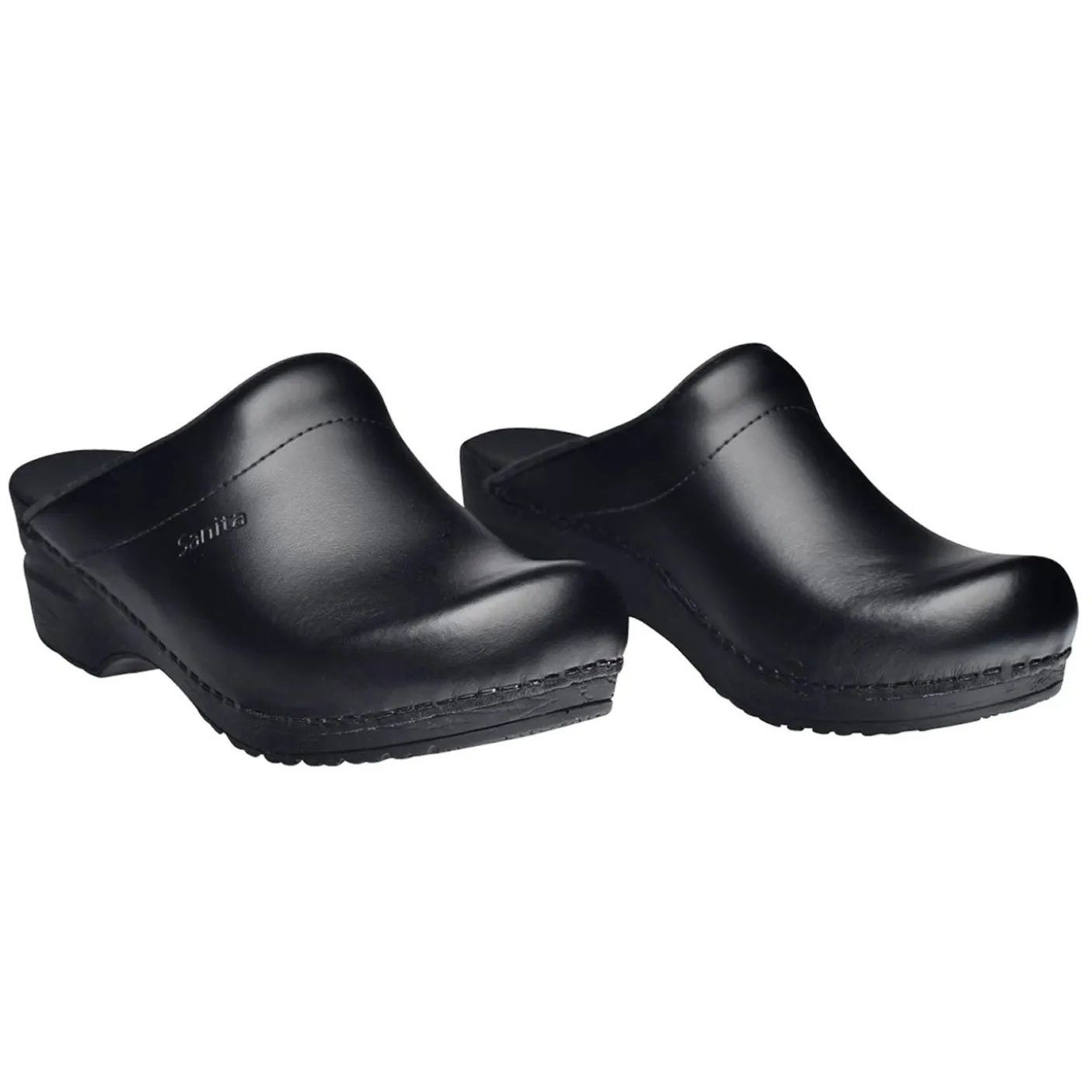 Sanita Sonja PU Smooth Clogs in Black (1500047)