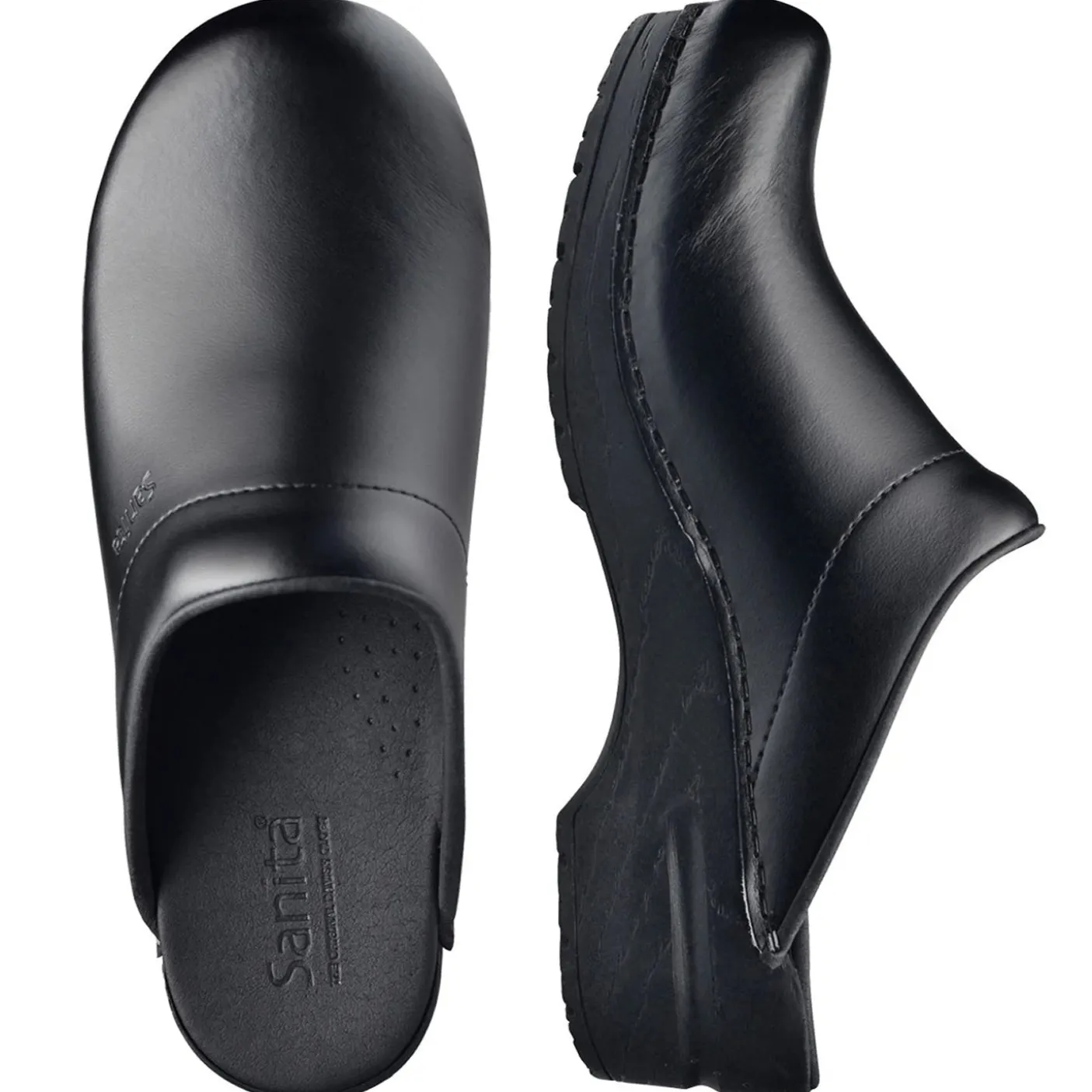 Sanita Sonja PU Smooth Clogs in Black (1500047)