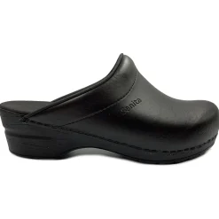 Sanita Sonja PU WIDE Open Clogs in Black (1500147)