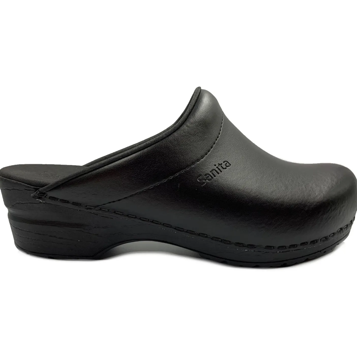 Sanita Sonja PU WIDE Open Clogs in Black (1500147)