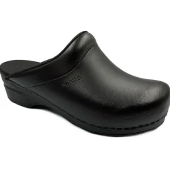 Sanita Sonja PU WIDE Open Clogs in Black (1500147)
