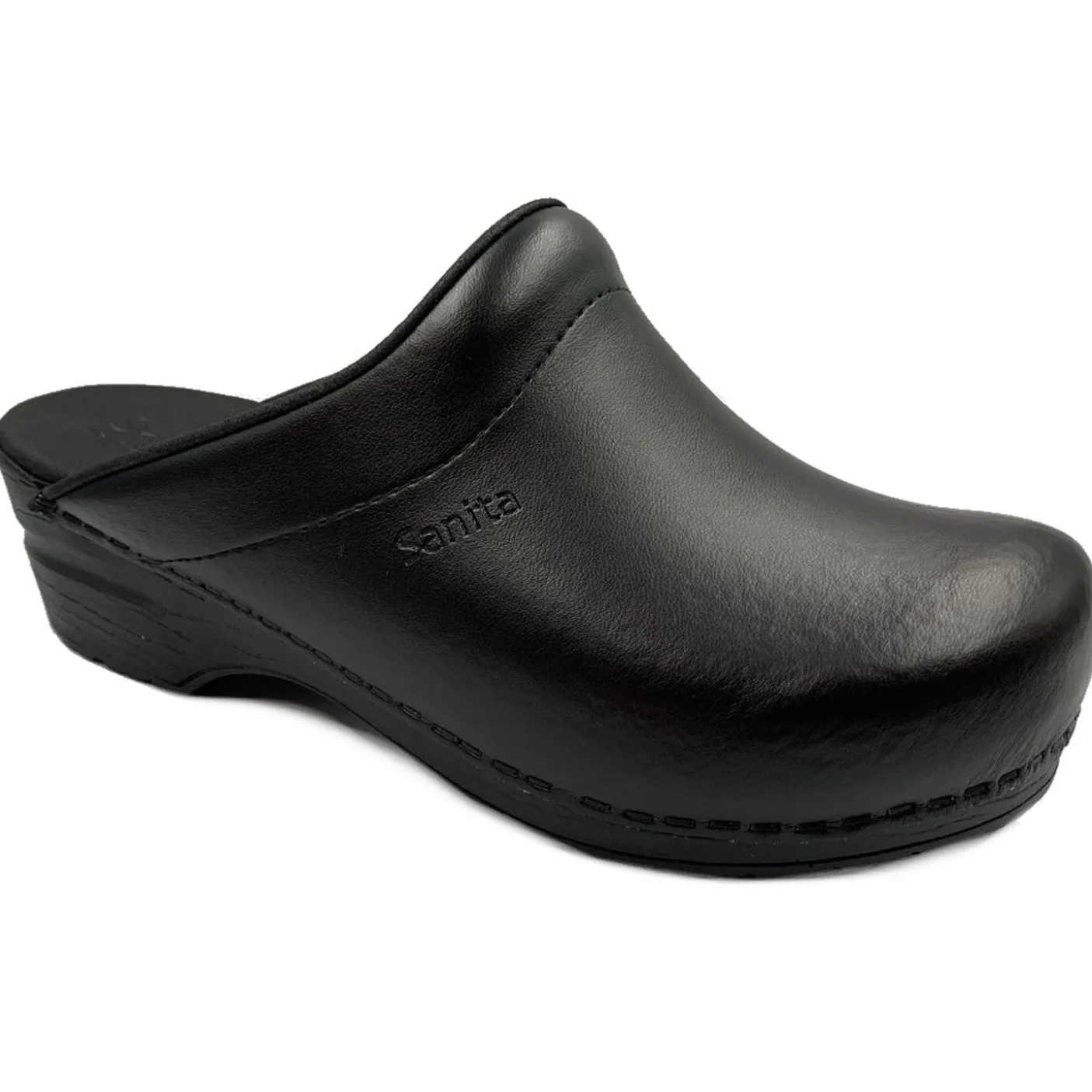 Sanita Sonja PU WIDE Open Clogs in Black (1500147)